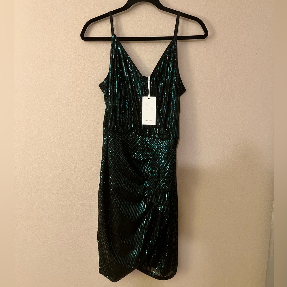 Grace Karin Emerald Sequin Cocktail Dress